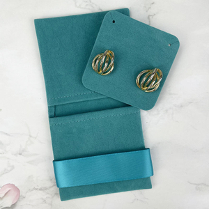 Custom Logo Jewellery Pouch Bag Microfiber Suede Velvet Earring Necklace Jewelry Bag Pouch Packaging With Insert Pad