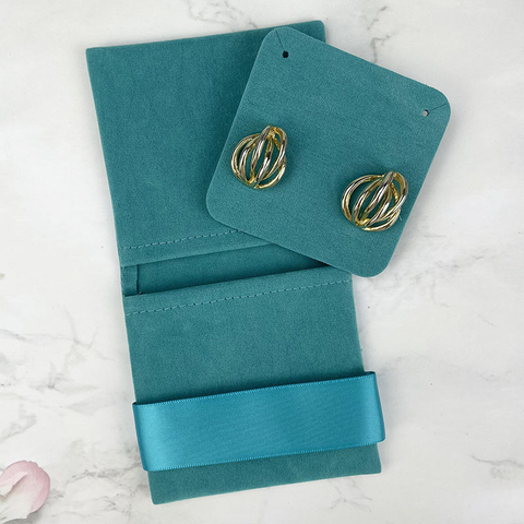 Custom Logo Jewellery Pouch Bag Microfiber Suede Velvet Earring Necklace Jewelry Bag Pouch Packaging With Insert Pad