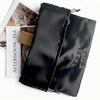Custom Luxury Black Silk Satin Dust Bag Jewelry Packaging Pouch Gift Storage Bags Drawstring Pouch With Embroidery