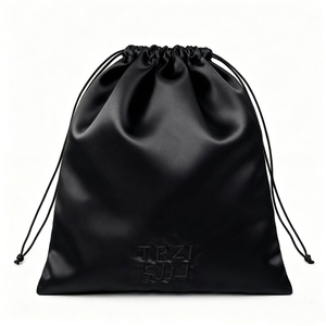 Custom Luxury Black Silk Satin Dust Bag Jewelry Packaging Pouch Gift Storage Bags Drawstring Pouch With Embroidery