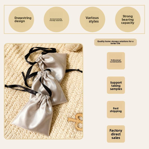Satin Cloth Drawstring Storage & Gift Packaging Bag with Printed Logo Antique Silk Scarf Design