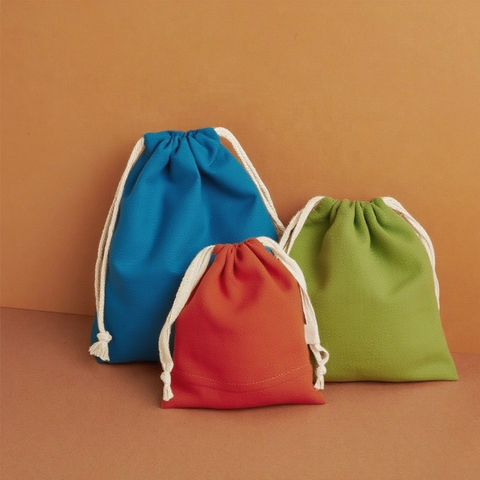 Eco-Friendly Customized Cotton Drawstring Bag Stock White Colorful Blank Canvas Cotton Pouch for Gift Wrapping Storage