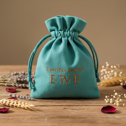 Custom Logo Printed Cotton Gift Jewelry Storage Organic Canvas Cloth Fabric Cotton Small Drawstring Dust Pouch Bag