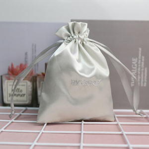 Custom Luxury Silk Satin Pouch Jewelry Gift Storage Bag Drawstring Satin Jewelry Gift Bags With Embroider Logo