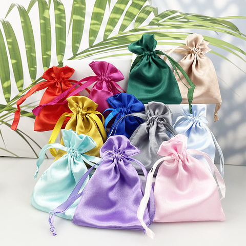 Wholesale Customized Velvet Satin Drawstring Bag 11 Colors Gift Pouch for Cosmetic Jewelry Storage with Logo