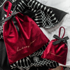 High End Gift Cosmetic Packaging Velvet Dust Shopping Bag Custom Logo Print Drawstring Closure Velvet Suede Jewelry Protection