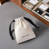 Custom Printed Cotton Jewelry Packaging Pouch Dust-Proof Drawstring Gift Bag with Ribbon for Rings and Bracelets