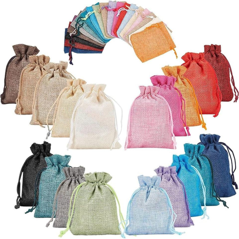 Recyclable Custom Linen Drawstring Bag Ready-Made for Party Wedding Wedding Candy Gift Bag Packaging Cotton Linen Jute Bag