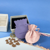 Luxury Custom Logo Jewelry Drawstring Pouch Microfiber Packaging Bag Round Microfiber Jewelry Pouch Jewelry Packaging Box