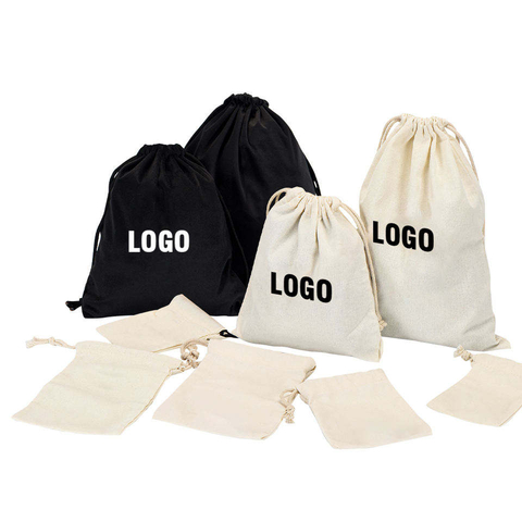 Wholesale Custom Drawstring Cotton Dust Bags for Handbags Jewelry Clothes Shoes Purse Luxury Dress Storage for Gifts