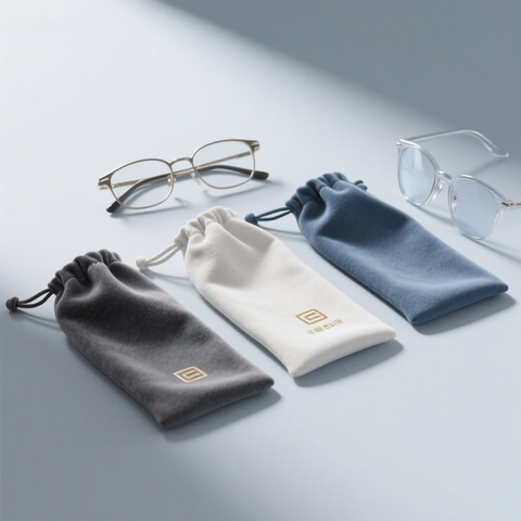 Luxury Custom Sunglasses Drawstring Bag Gray Glasses Eyewear Package Pouches Cloth Sunglasses Drawstring Pouch Set