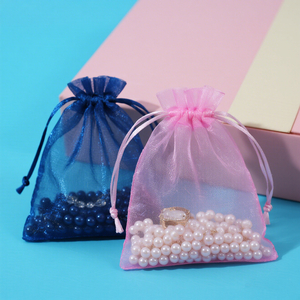 Wholesale Custom Printed Large Organza Jewelry Gift Bags Recyclable Drawstring Pouches for Weddings Gifts
