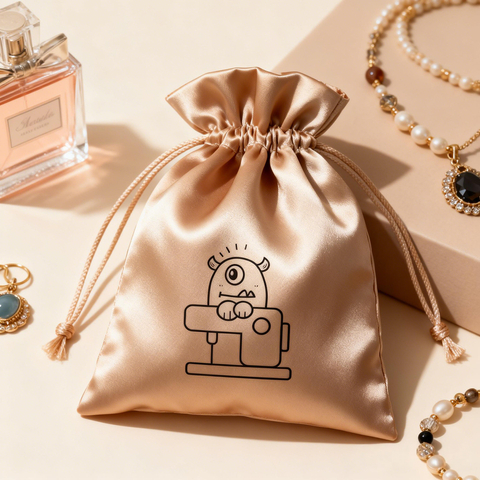 Reusable Custom Print Logo Small Luxury Silk Ring Necklace Jewelry Dust Storage Bags Satin Jewelry Drawstring Bags