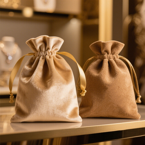 New Velvet Jewelry Bags and Suede Pouches for Custom Packaging with Insert Pad and Ribbon Closure for Luxury Brands