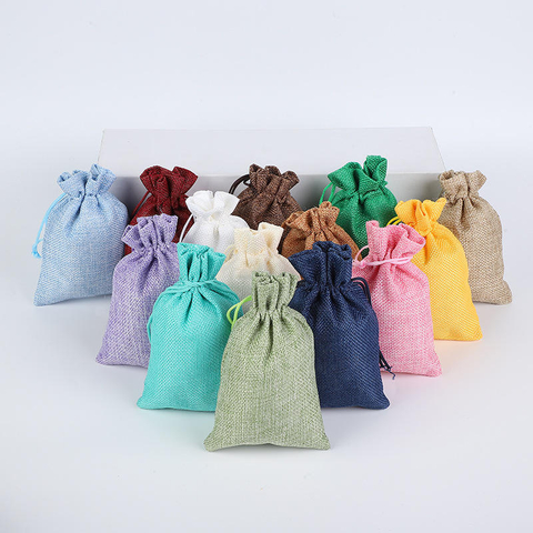 Custom Printing Jute Linen Jewelry Bag Crystal Candle Drawstring Bag Perfume Medal Sachet Gift Jewelry Pouch with Logo