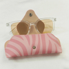 Handmade PU Leather Portable Sunglasses Case with Lanyard Custom Simple Glasses Bag for Eyeglasses Storage