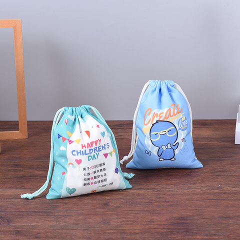 Custom Printing Cotton Drawstring Pouch Portable Small White Cloth Canvas Drawstring Bag More Size Linen Drawstring Bags