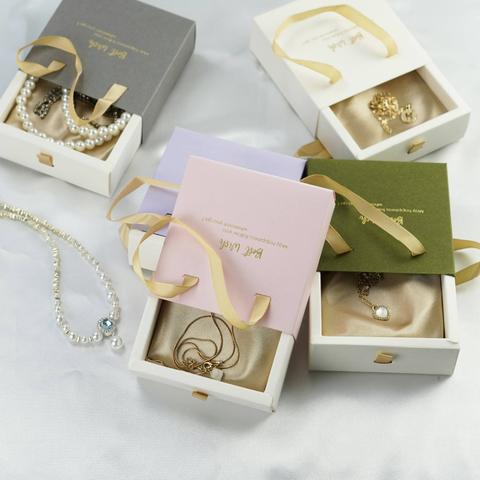 Customizable Soft Foldable Satin Mat Cardboard Display Box Sliding Drawer with Handle for Gift & Jewelry
