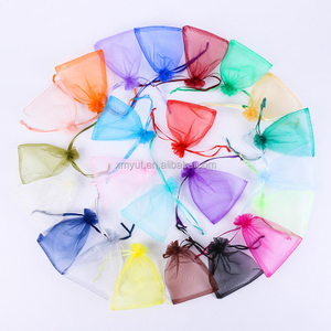 25*35CM Transparent Customized Recyclable Incense Bag 22 Colors Sheer Organza Drawstring Gift Pouch Logo for Packaging Printing