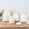 Custom Printed Cotton Canvas Material Cosmetic Storage Pouch Bag with Drawstring Small Gift Jewelry Container Pouch