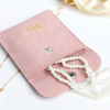 Wholesale OEM Custom Printed Pink Microfiber Suede Pouch Necklace Envelope Pouch Gift Jewelry Packaging Bag