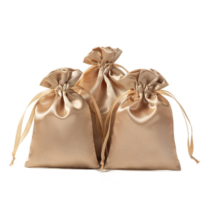 Custom Printed logo Silk Satin Drawstring Jewelry Bags Small Satin Wedding Gift Dust-proof Bags Jewelry Drawstring Bags