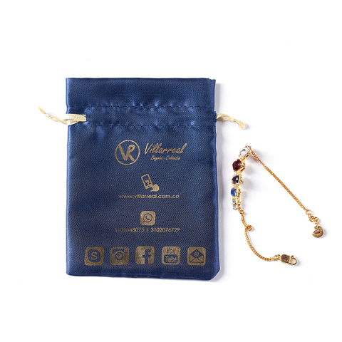 Customized Gold Hot Stamping Satin Jewelry Pouch Satin Dust Bag Silk Satin Jewelry Drawstring Bags With logo