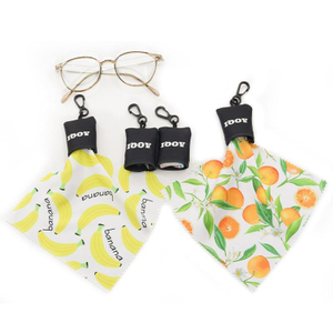 Custom Print Logo Portable Microfiber Glasses Cleaning Cloth Watch Lens Sunglasses Cloth Clip Key Chain Microfiber Glass Cloth