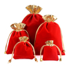 Custom 7*9cm Golden Velvet Drawstring Bags Soft Wedding Candy Gift and Jewelry Pouches for Weddings and Events