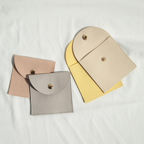 Custom Logo Printed Microfiber Gift Bag Necklace Jewellery Packaging Bag Envelope Microfiber Jewelry Pouch with Button