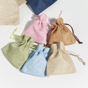 Custom Print Biodegradable Linen & Cotton Jute Bag Drawstring Jewelry Gift Sack for Soap Packaging with Custom Logo