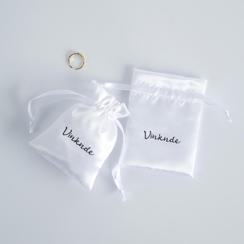 In-stock Manufacturer Supplies Silk Satin Drawstring Jewelry Storage Bags Printed logo Dust-proof Small Item Bags