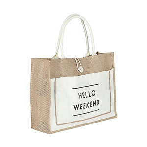 Natural Burlap Eco Friendly Wholesale Tote Bags Reusable Jute Shopping Bag