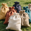 Customized Printing Logo Natural Cotton Drawstring Pouch Soft Muslin Dust Bag for Wedding Parties Jewelry Gift Packaging Bag