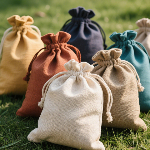 Customized Printing Logo Natural Cotton Drawstring Pouch Soft Muslin Dust Bag for Wedding Parties Jewelry Gift Packaging Bag