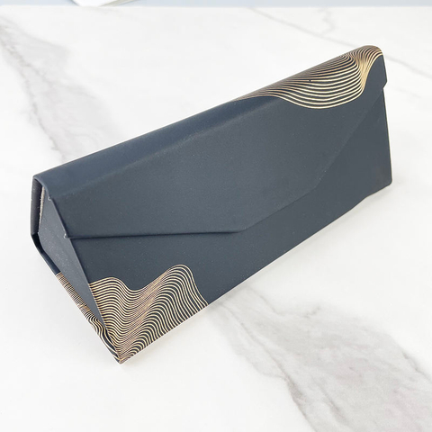 Custom Logo Reusable PU Leather Folding Sunglasses Case Classical Style Triangle Glasses Packaging Box