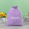 Custom Embroidery Logo Recyclable Luxury Velvet Jewelry Pouch Promotion Velvet Drawstring Bag for Jewelry Watch Glasses