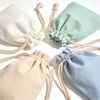 Custom Print Logo Natural Cotton Jewelry Pouch Canvas Gift Dust Cotton Drawstring Dust Bag for Jewelry