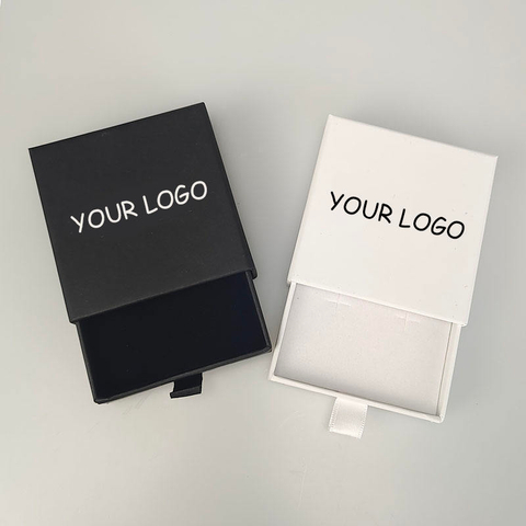 OEM Custom Logo Printed Luxury Gift Small Paper Box Drawer Velvet Jewelry Packaging Storage Necklace Jewelry Box