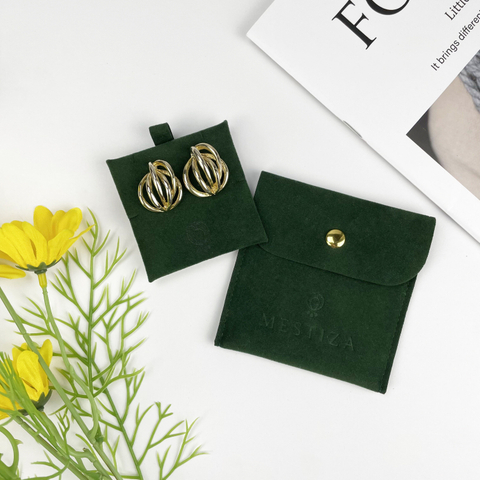 Custom Logo Luxury Jewellery Packaging Insert Card Soft Microfiber Envelope Flap Jewelry Pouch Bag