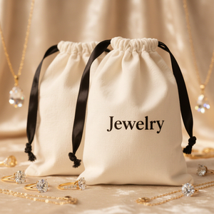 Hot Sale OEM Customizable logo Drawstring Cotton Jewelry Pouch High Quality Stylish Silk Printing Jewelry Pouch