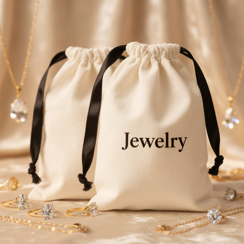 Hot Sale OEM Customizable logo Drawstring Cotton Jewelry Pouch High Quality Stylish Silk Printing Jewelry Pouch