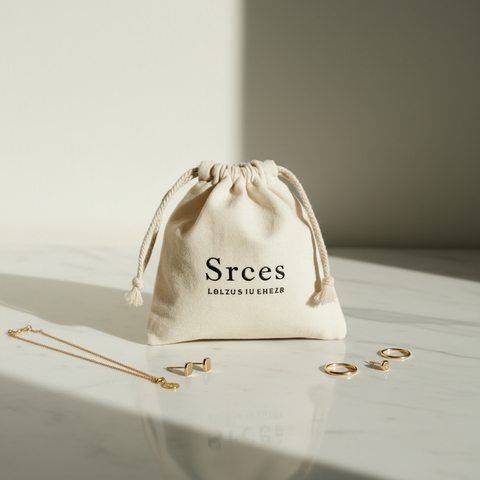 Custom Logo Printed Small Jewelry Bag Makeup Cotton Canvas Drawstring Bag Resurable String Gift Jewelry Bag