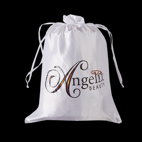 Custom Weave Private Label Drawstring Bundles Silk Packaging Satin Hair Bag Gift Screen Jewelry Pouch with logo