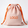 Wholesale Custom Logo Cotton Canvas Drawstring Bag Recyclable Cotton Dust Bag for Wallet Jewelry Watch Gift Packaging