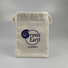 8*10 cm Custom Logo Printed Beige Medium Cotton Drawstring Pouch Canvas Gift Jewelry Packaging Bags