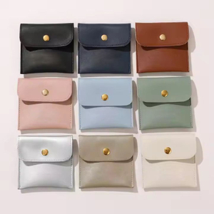 Custom Logo PU Leather Jewelry Pouch Earrings Ring Necklace Envelope Jewelry Packaging Button Bag Jewelry Gift Packaging Bag