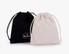 Wholesale Custom Printed Drawstring Jewelry Pouch Black White Velvet Suede Bag Jewelry Packaging Bag with Personalized Logo