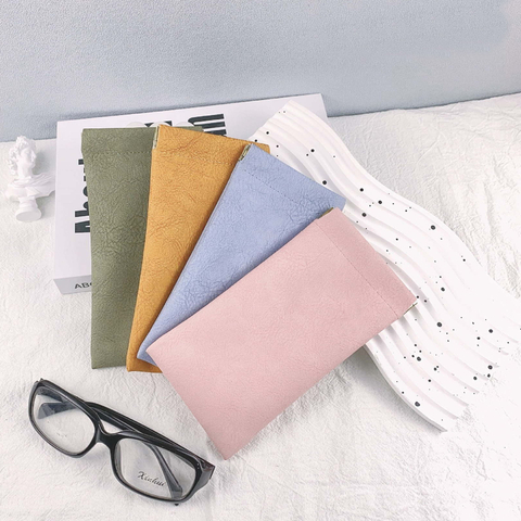 Women's Sunglass Case with Metal Spring Closure Portable Eyeglasses Pouch Squeeze Durable PU Leather Material Glasses Storage