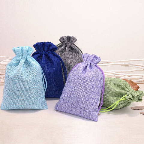 Custom Logo Linen Bags for Jewelry Gift Soap Packaging Sustainable Jute Sachet Drawstring Pouch Custom Printed Linen Jute Sack